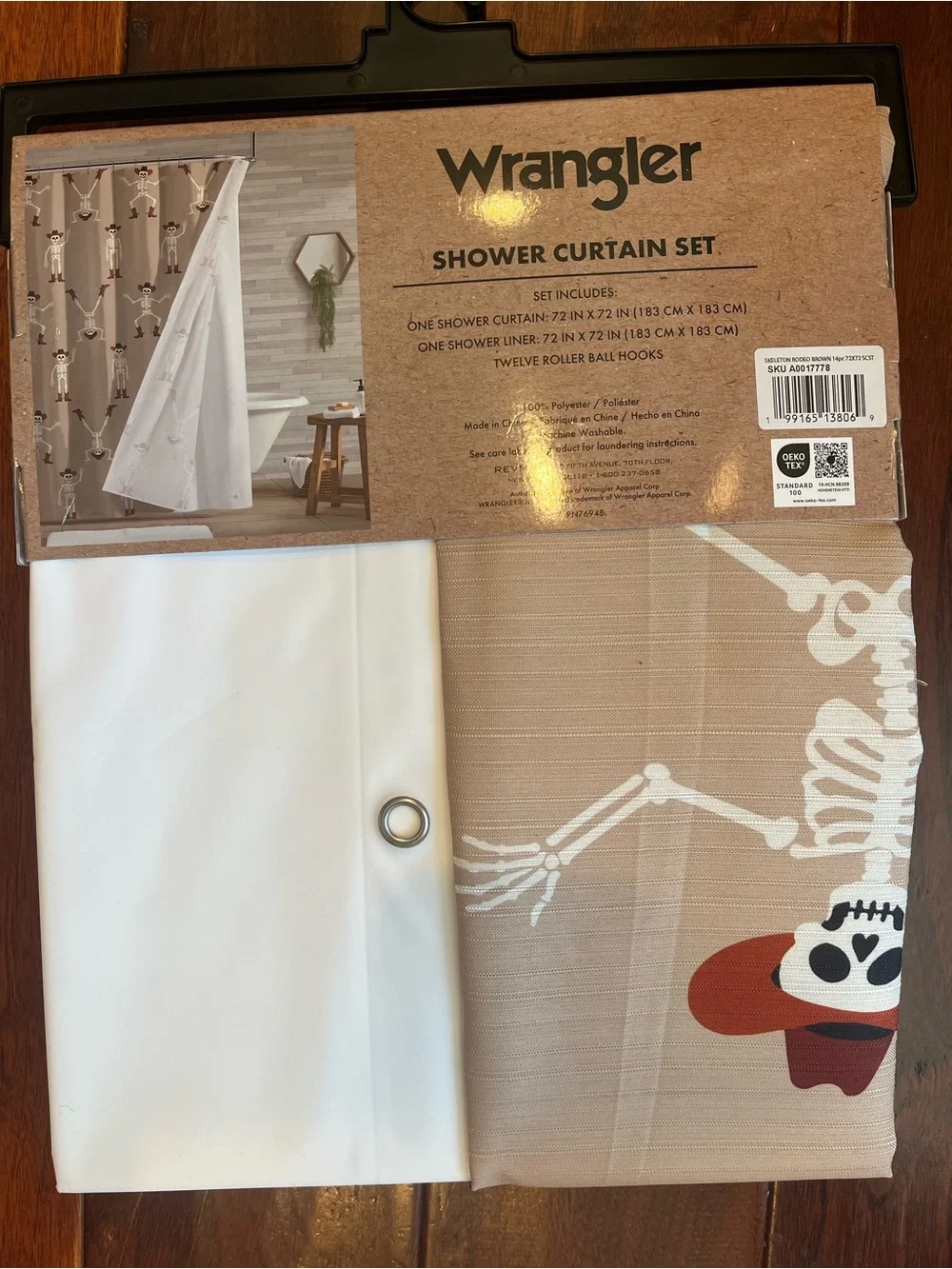 Wrangler Halloween Cowboy Skull Skeleton Shower Curtain Set